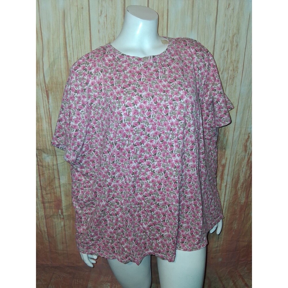 Old Navy Pink Floral Short Sleeve Pullover Blouse Sz 2X